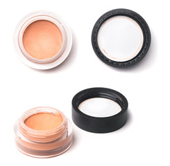 Make up cosmetics cream foundations compact and loose powder used in small jar