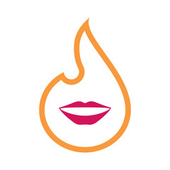 Line art flame with  a female mouth smiling