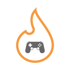 Line art flame with  a game pad