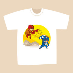 T-shirt White Print Design Battle Superheroes