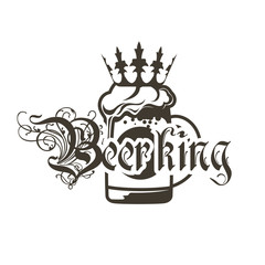 Logo beer mugs with crown and inscription Beerking.