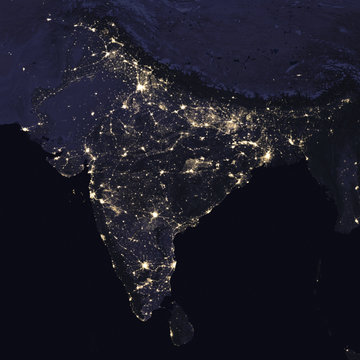 India night view from space,