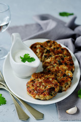 Eggplant cheese cilantro oats fritters