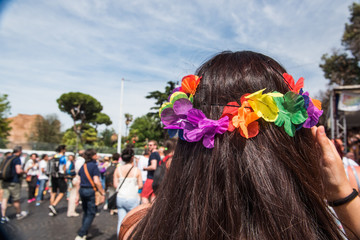 Naklejka premium Colorful flower crown symbol of peace