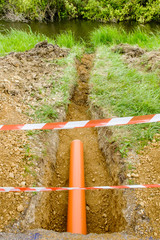 Verlegung eines Abflussrohres