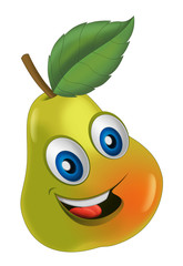 cartoon vegetable smiling and looking pear / illustration for children