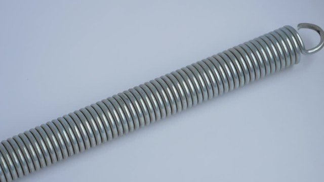 Demonstration of a spring on a white background