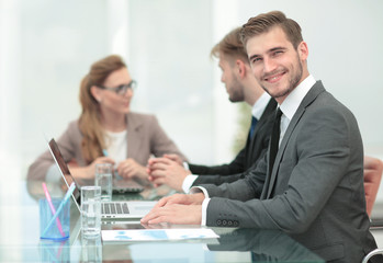 Successful business group working at the office