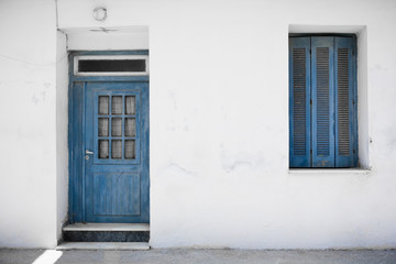 Blue door in an old building