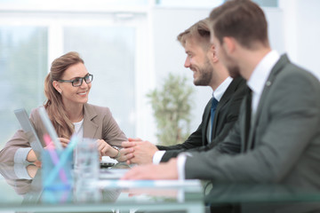 Successful business group working at the office