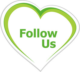 marketing concept, follow us word on love heart