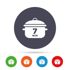 Boil 7 minutes. Cooking pan sign icon. Stew food.