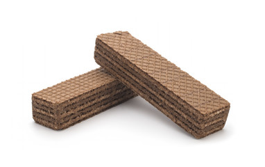 Chocolate waffles on a white background