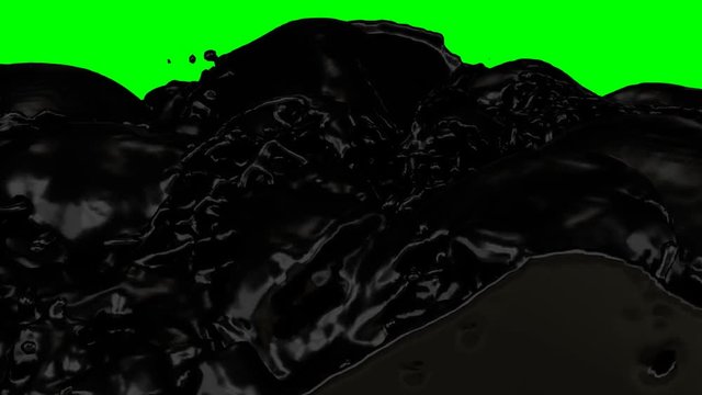 Animated boiling, bubbling crude oil or black oil paint against green background.