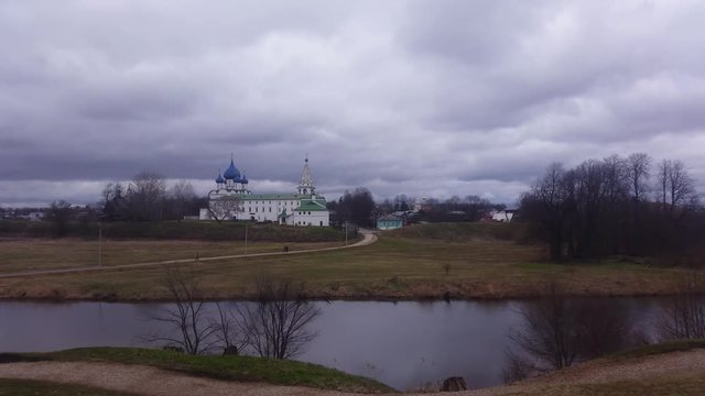 The ancient russian city of Suzdal in the cloudy weather in the evening. Created in 1024 