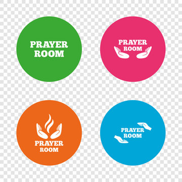 Prayer room icons. Religion priest symbols.