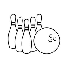 bowling pins and ball icon over white background vector illustration