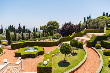 Bahai Garden in Haifa, Israel. Beautiful geometric garden