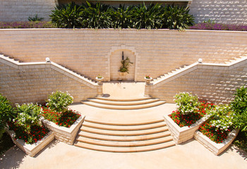Bahai Garden in Haifa, Israel. Beautiful simmetric garden