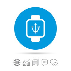 Smart watch sign icon. Wrist digital watch.