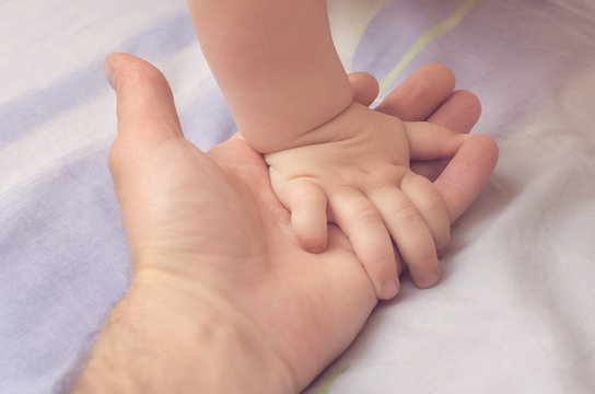 Little baby hand in father's hand