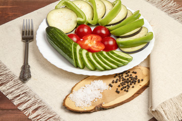 Healthy Organic Vegetables on a Wooden Background.