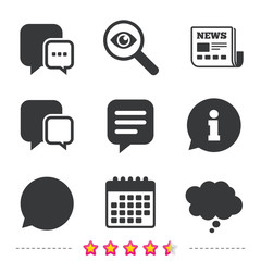 Chat icons. Comic speech bubble signs. Think.
