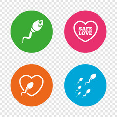 Sperm icons. Fertilization or insemination signs.