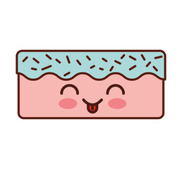 sweet and delicious cake kawaii character vector illustration design