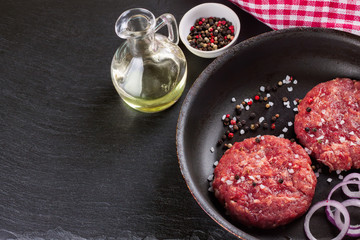 raw home-made beef burger cutlet