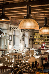 Fototapeta na wymiar Modern restaurant with rustic decorative elements