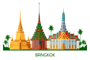 Naklejka premium Buddyjska świątynia wat w Bangkoku w Tajlandii