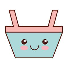 basket shopping kawaii character vector illustration design