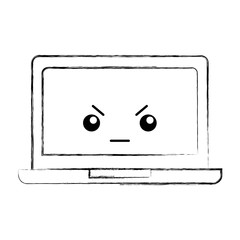 laptop computer kawaii character vector illustration design