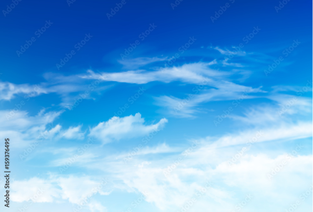 Poster vector blue sky panorama with transparent clouds. vector background.