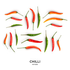 Seamless pattern with chilli pepper . Tropical abstract background. chilli pepper on white background.	