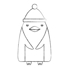 cute penguin with christmas hat vector illustration design
