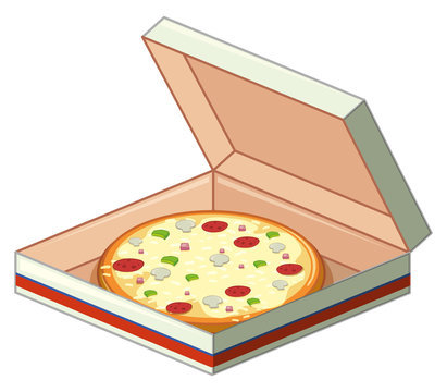 Tray of pizza in paper box