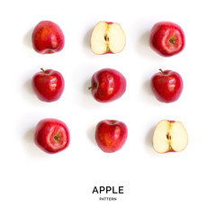 Seamless pattern with apple . Tropical abstract background. Apple on white background