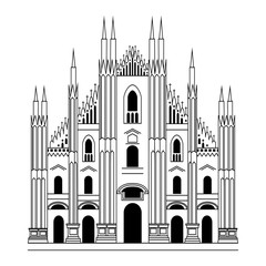 Milan Cathedral. Gothic architecture. Vector hand drawn illustration