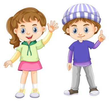 Cute boy and girl with happy face
