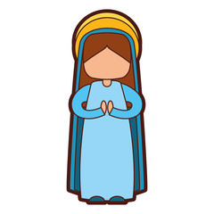mary virgin manger character vector illustration design