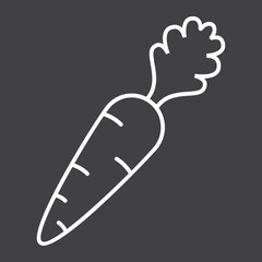 Carrot line icon, vegetable and diet, vector graphics, a linear pattern on a black background, eps 10.