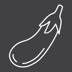 Eggplant line icon, vegetable and diet, vector graphics, a linear pattern on a black background, eps 10.