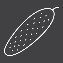 Cucumber line icon, vegetable and diet, vector graphics, a linear pattern on a black background, eps 10.