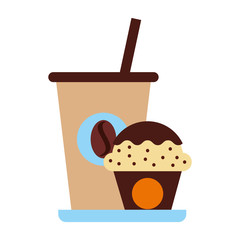 delicious coffee with cupcake vector illustration design