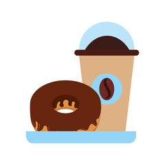 delicious coffee with donut vector illustration design