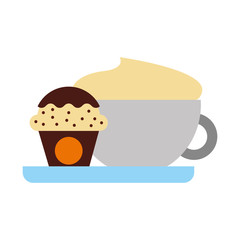 delicious coffee with cupcake vector illustration design