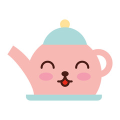 coffee teapot kawaii character vector illustration design