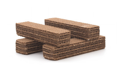 Chocolate waffles on a white background